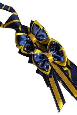 CHILDS PREMIUM NAVY & YELLOW SHOW BOWS AND TIE SET