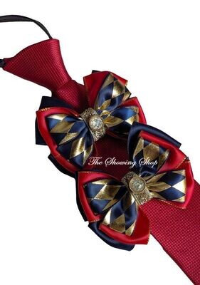 CHILDS PREMIUM RED NAVY & GOLD SHOW BOWS AND ZIP TIE SET