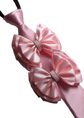 HAIR BOWS AND TIE SET - BABY PINK