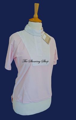 BRAND NEW LADIES CALDENE PINK AND WHITE STRETCH COMPETITION SHIRT SIZE 16