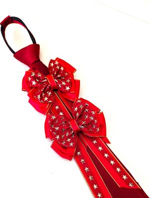CHILDS PREMIUM RED & GOLD SHOW BOWS AND ZIP TIE SET