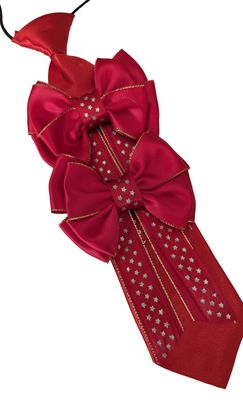 CHILDS RED & GOLD SHOW BOWS AND TIE SET