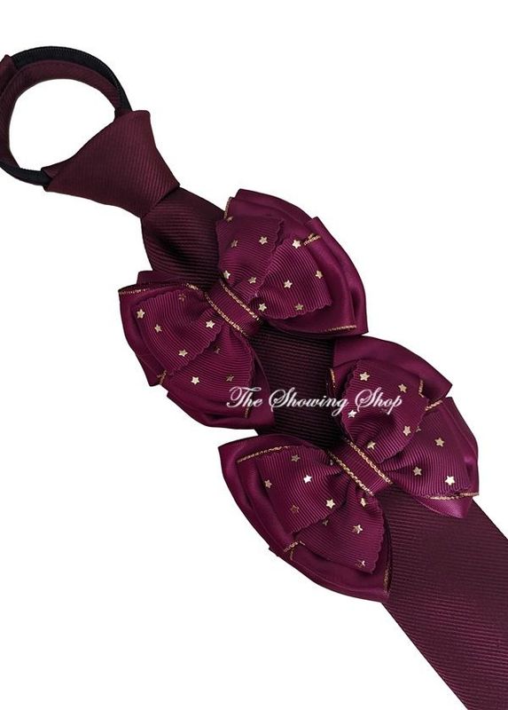 PREMIUM CHILDS BURGUNDY & GOLD SHOW BOWS AND ZIP TIE