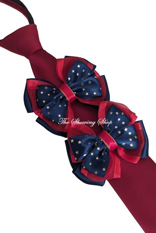 PREMIUM RED & NAVY ZIP TIE AND SHOW BOWS