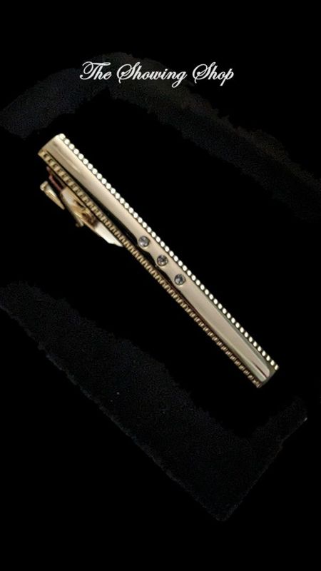 GOLD AND DIAMANTE TIE CLIP