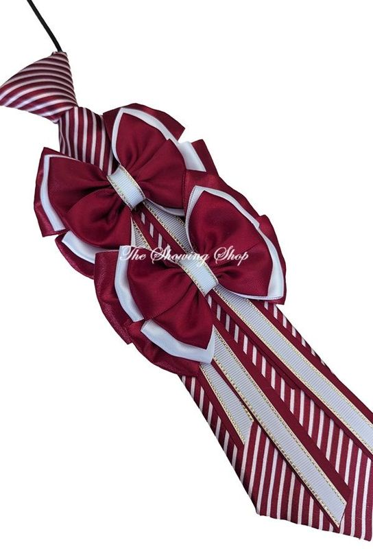 WINE RED & WHITE SHOW BOWS AND TIE SET