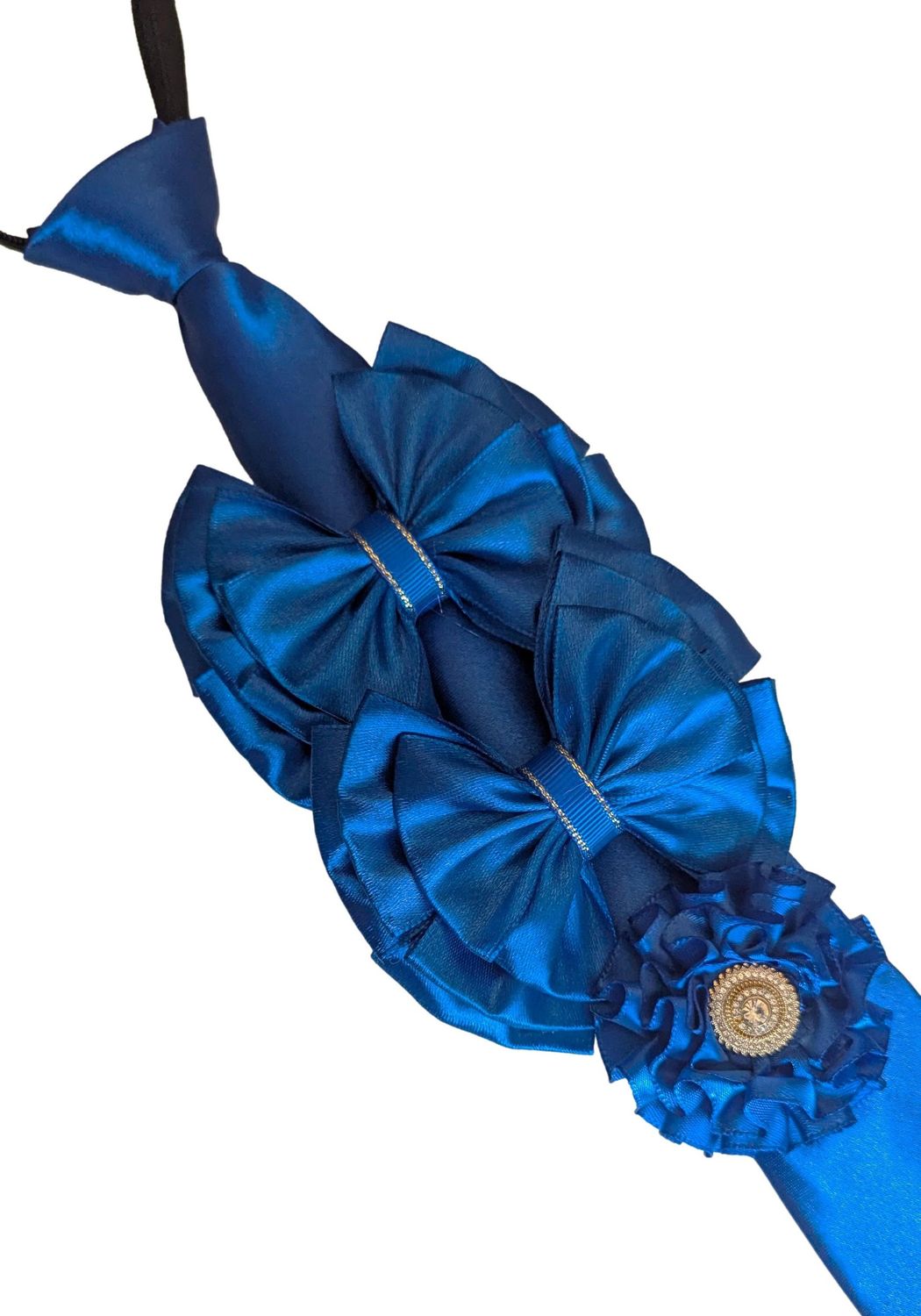 ROYAL BLUE SHOW BOWS TIE & BUTTONHOLE SET