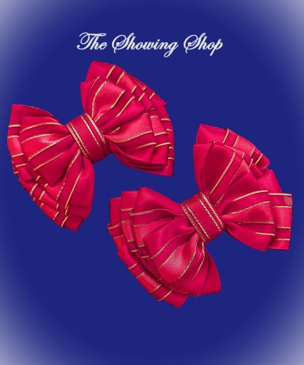 LEAD REIN/ SHOWING BOWS - RED ORGANZA SATIN TRIPLE LAYER