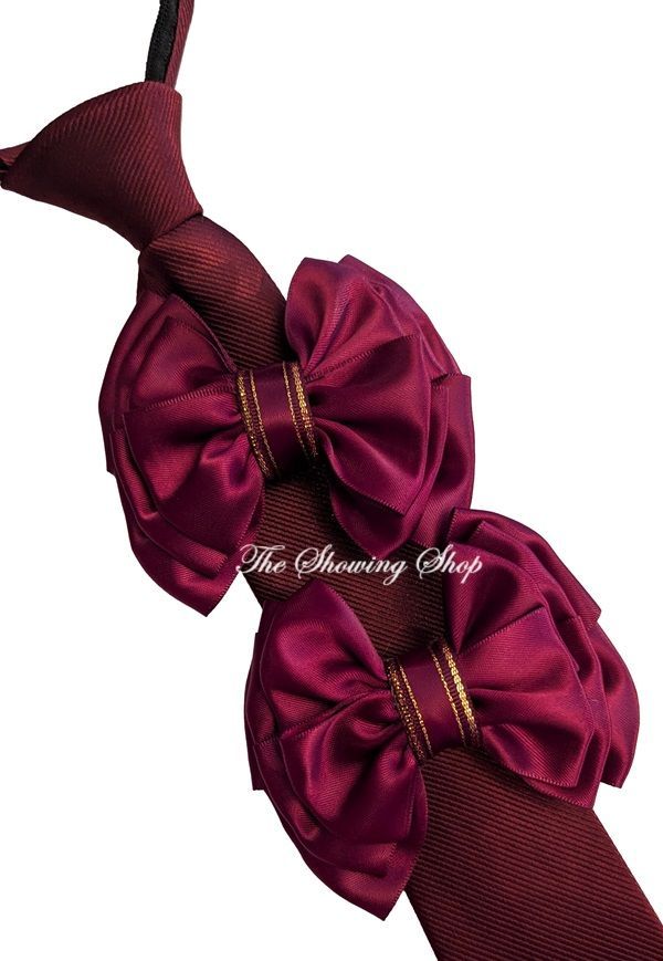 BURGUNDY SHOW BOWS AND ZIP TIE SET