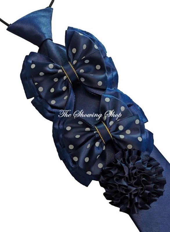 NAVY SHOW BOWS, TIE & BUTTONHOLE SET