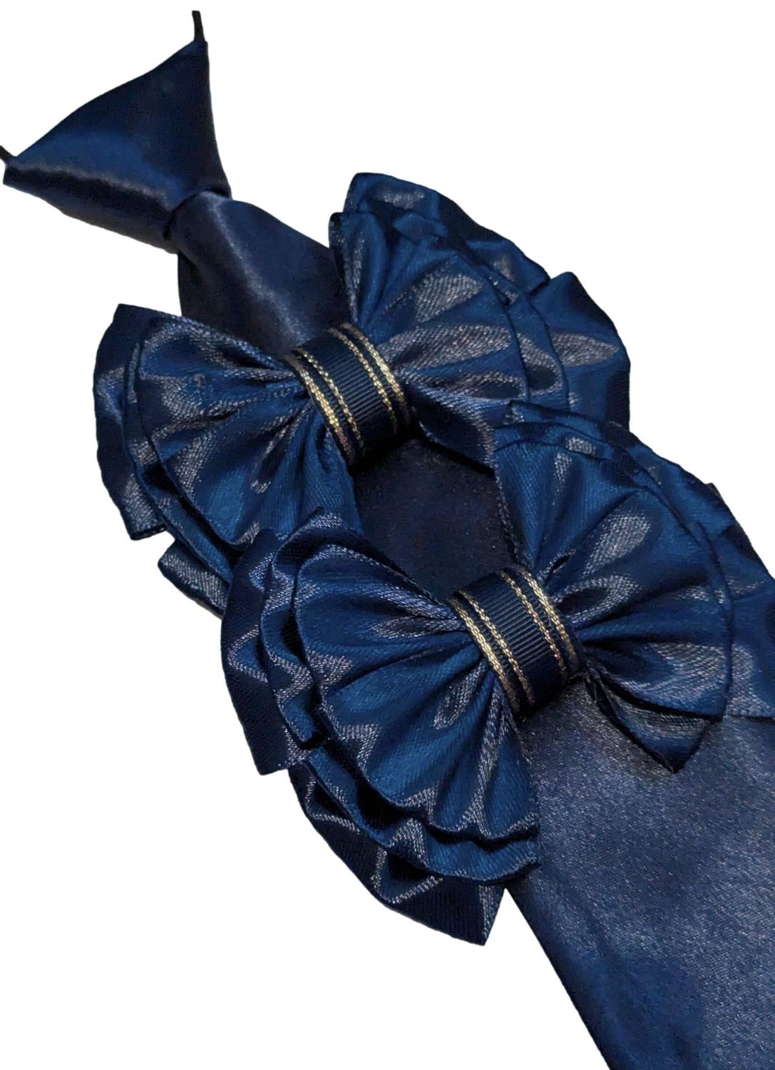 NAVY SHOW BOWS, TIE & BUTTONHOLE SET