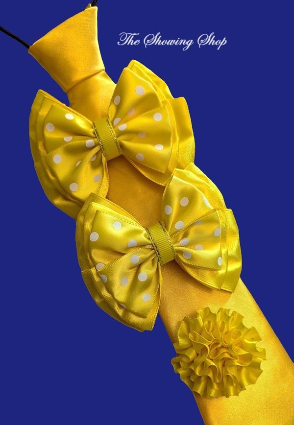 YELLOW  SHOW BOWS, TIE & BUTTONHOLE SET