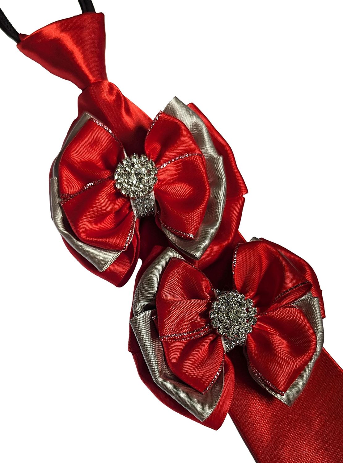 RED & SILVER SHOWING BOWS AND ZIP TIE SET