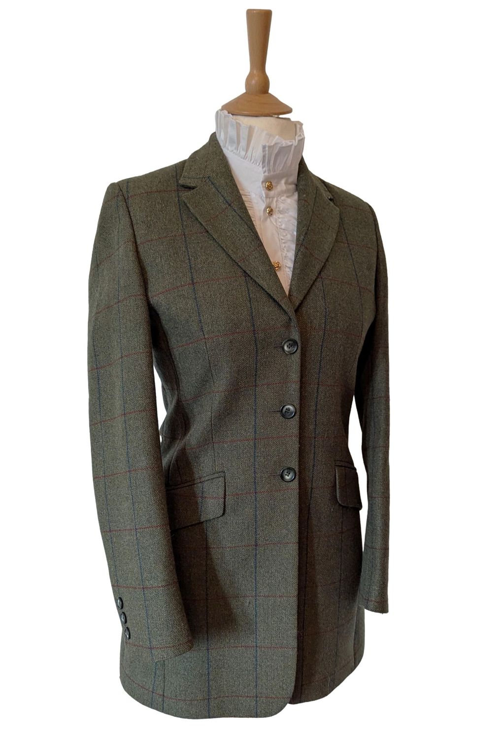 LADIES BROCKS GREEN TWEED 3/4 LENGTH COAT SIZE 10