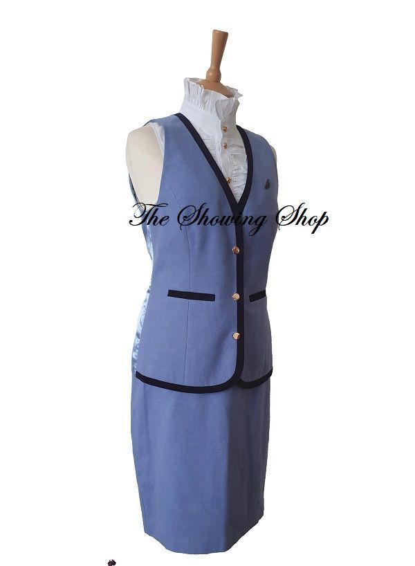 BRAND NEW JACK MURPHY SKY BLUE TWEED WAISTCOAT & SKIRT SET SIZE 10