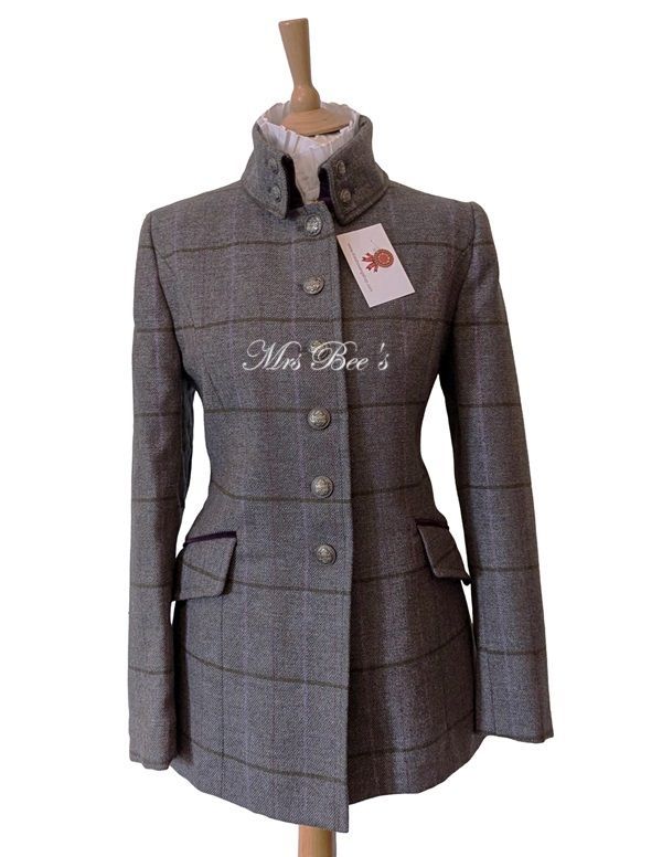 COUSINS OF CHELTENHAM BLUE/GREY TWEED MILITARY COAT SIZE 10