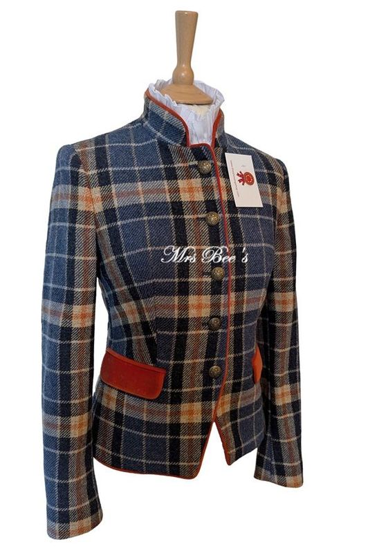 BARILOCHE BLUE AND ORANGE TWEED JACKET SIZE 8