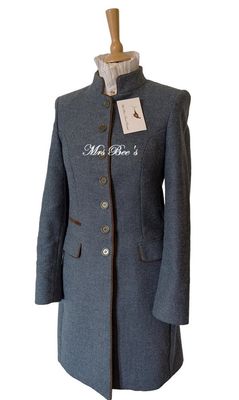 LADIES BRITISH TWEED BLUE 3/4 LENGTH COAT SIZE 8