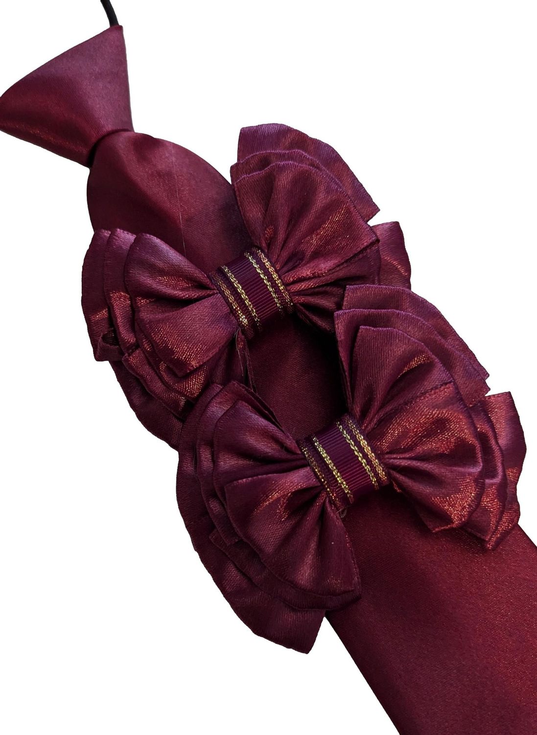 BURGUNDY SHOW BOWS AND TIE SET