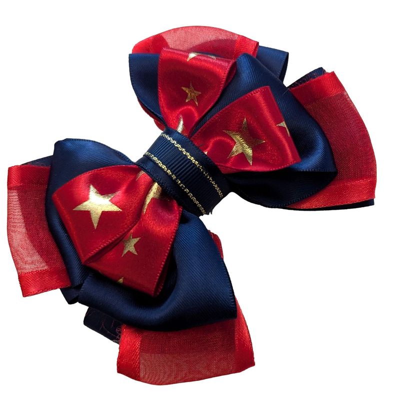 LARGE SINGLE SHOW BOW - RED AND NAVY