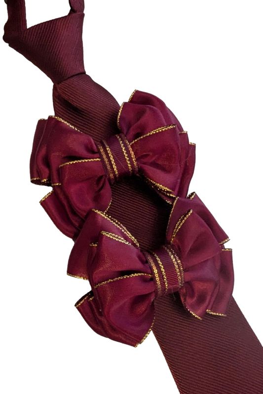 BURGUNDY SHOW BOWS AND ZIP TIE SET