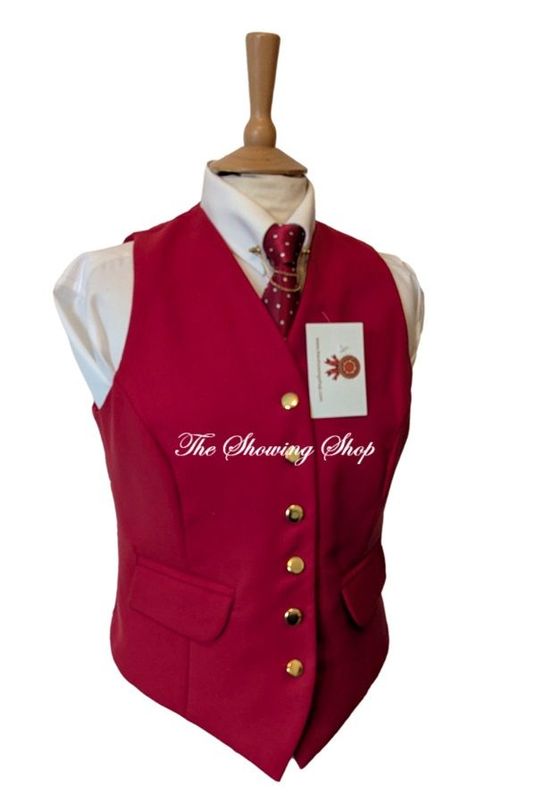 BRAND NEW LADIES SHOWING TIME RED WOOL WAISTCOAT SIZE 12