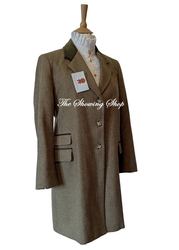 LADIES PINTA NEWBURY GREEN TWEED 3/4 LENGTH COAT SIZE 16