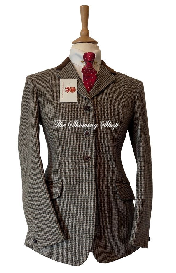 BRAND NEW R H MEARS BESPOKE DOGSTOOTH TWEED SHOWING JACKET SIZE 14 (38)