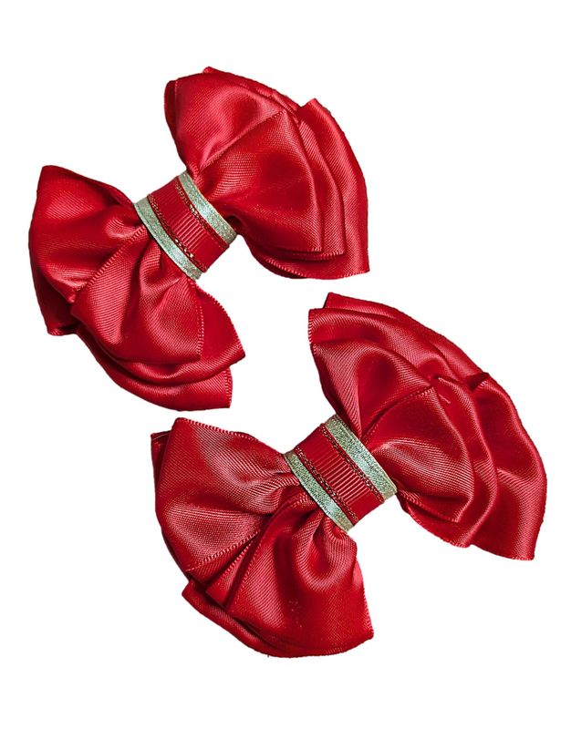 LEAD REIN/ SHOWING BOWS - RED  SATIN TRIPLE LAYER