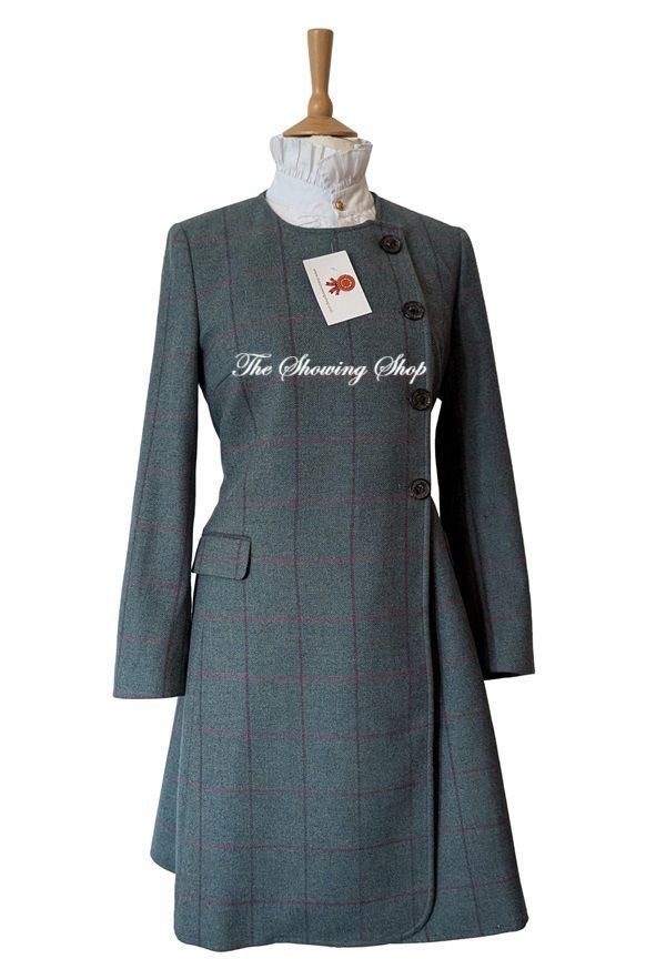 LADIES HOUSE OF BRUAR BLUE TWEED FLARED 3/4 LENGTH COAT SIZE 12