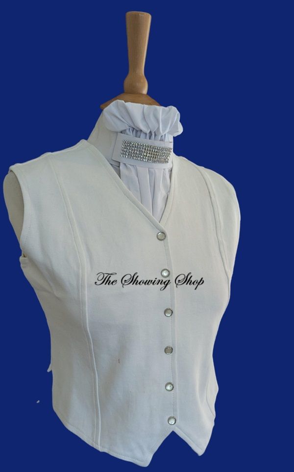 BRAND NEW LADIES WHITE DRESSAGE/ EVENING PERFORMANCE WAISTCOAT SIZE 12 (36)