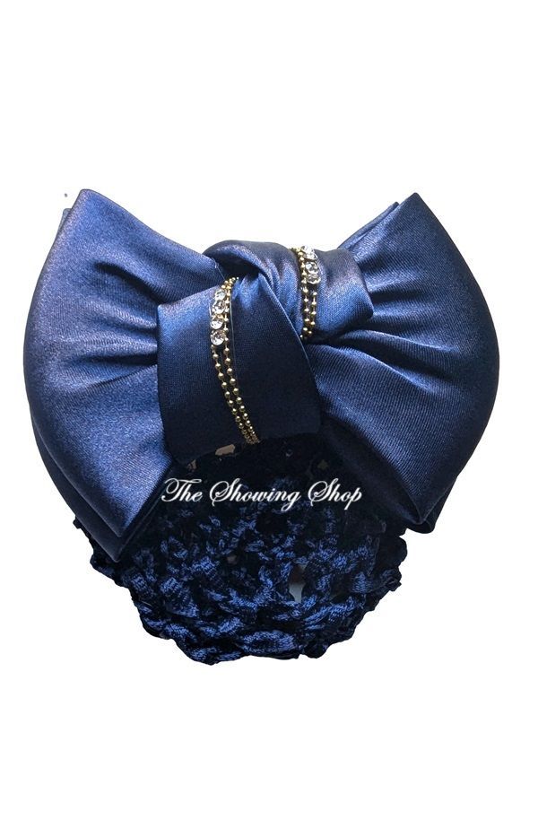 NAVY & CRYSTAL BUN NET AND BOW