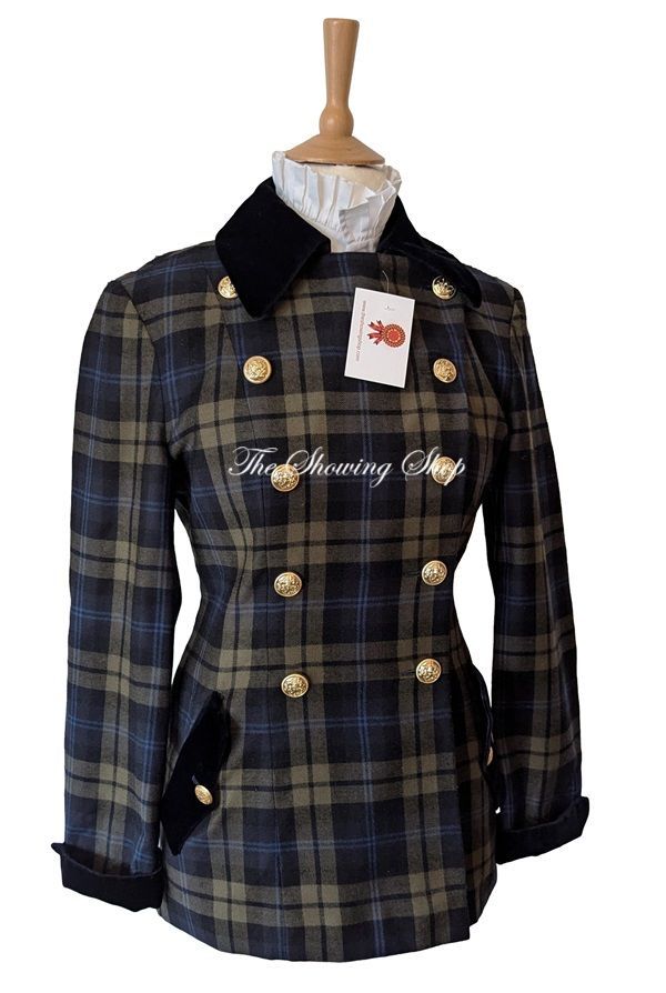 NAVY TARTAN WOOL LEADERS JACKET SIZE 12