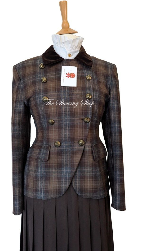 LADIES BROWN CHECK LEADERS JACKET SIZE 14