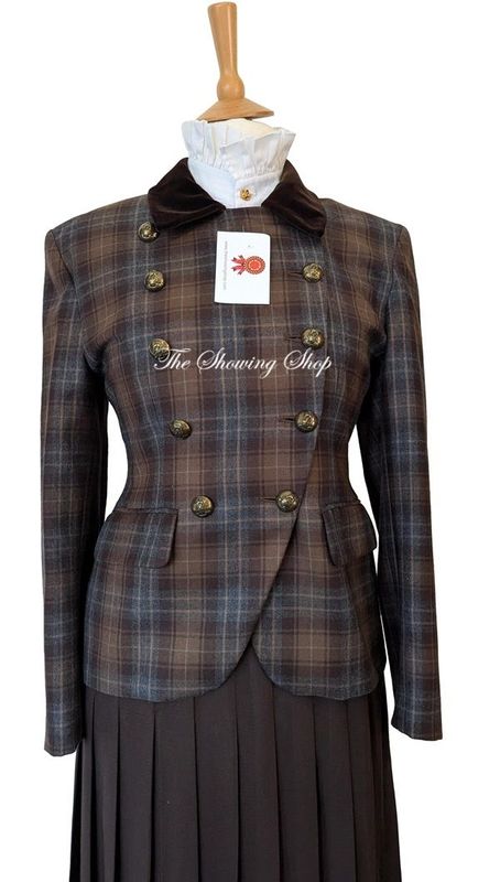 LADIES BROWN CHECK LEADERS JACKET SIZE 14