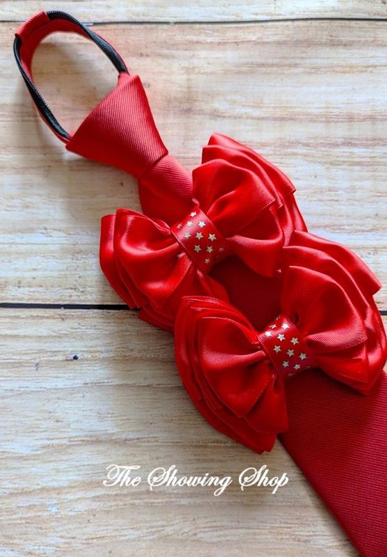CHILDS PREMIUM RED/ GOLD STAR SHOWING BOWS & ZIP TIE SET