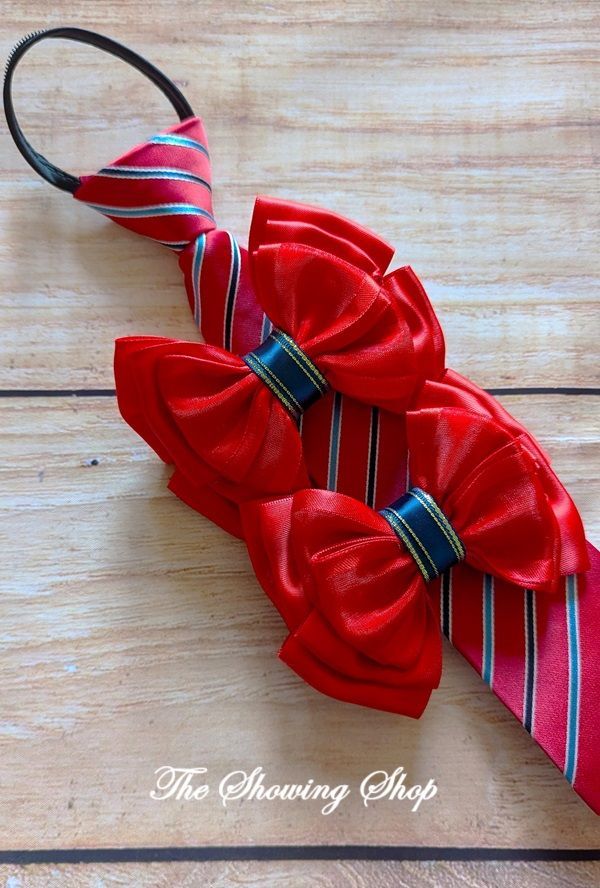 PREMIUM CHILDS RED LEAD REIN BOWS AND ZIP TIE SET