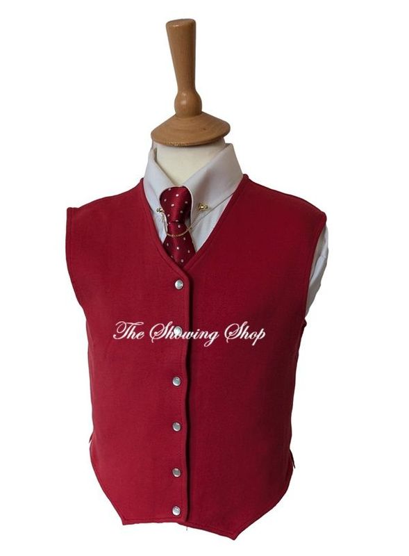 CHILDS/ MAIDS RED COMPETITION/ HUNTING WAISTCOAT SIZE 32