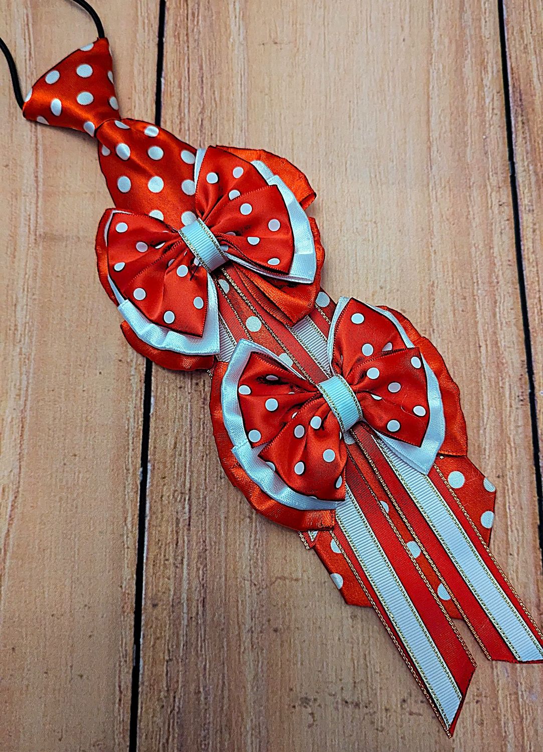 RED AND WHITE POLKA DOT SHOW BOWS AND TIE SET