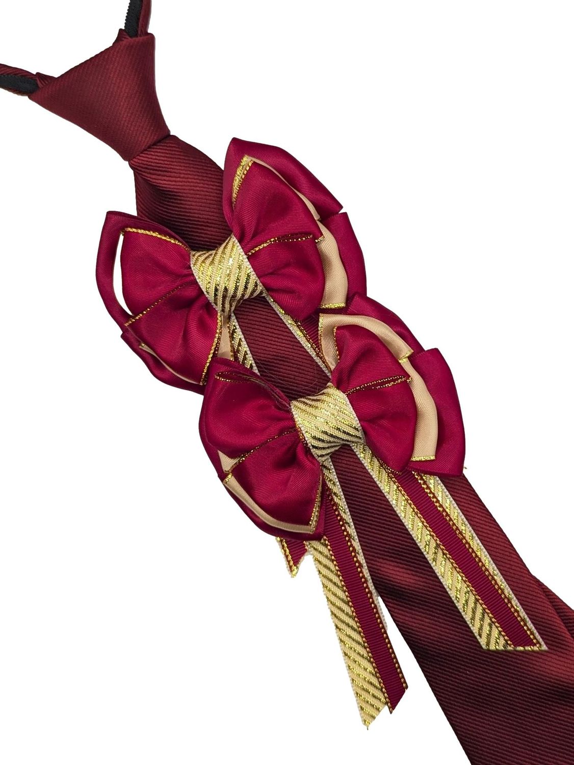 PREMIUM BURGUNDY & GOLD SHOW BOWS AND ZIP TIE SET