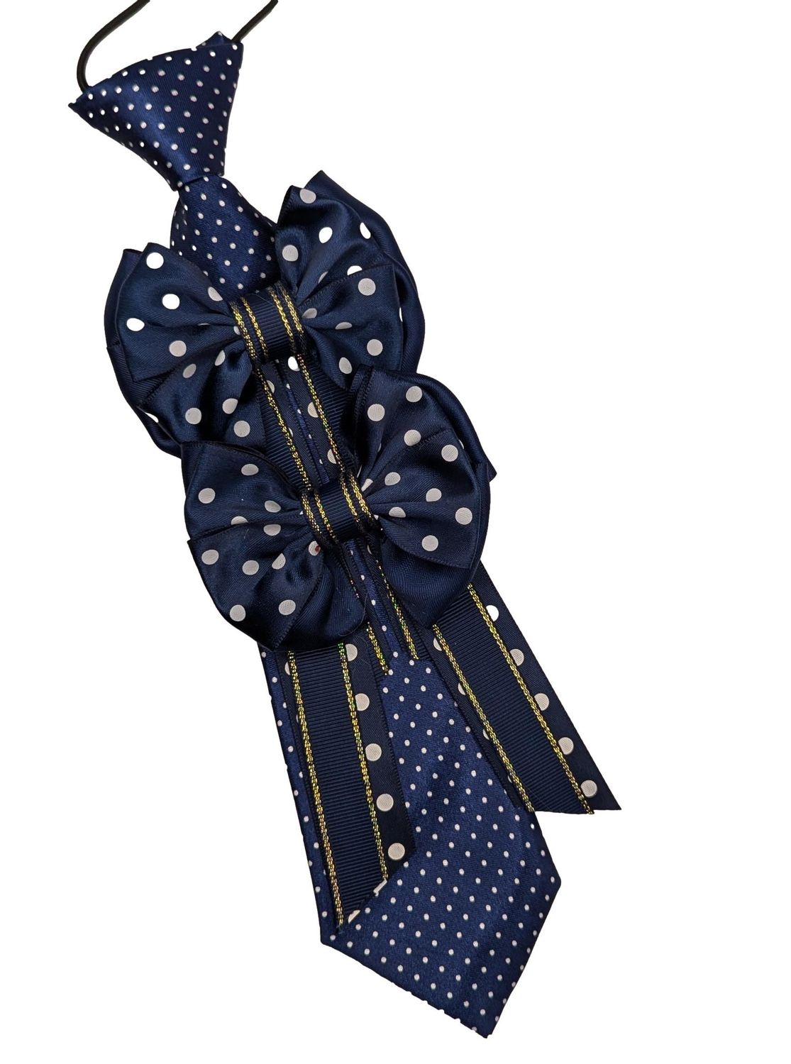 NAVY POLKA DOT SHOW BOWS AND TIE SET