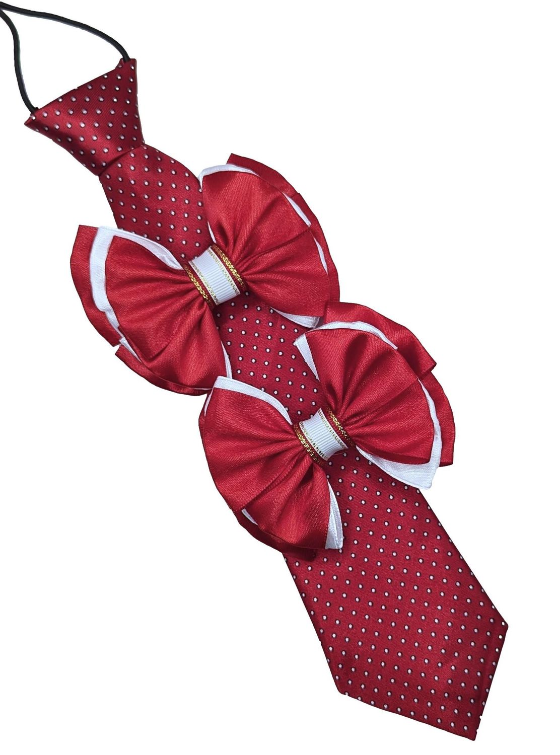 WINE & WHITE SHOW BOWS AND TIE SET