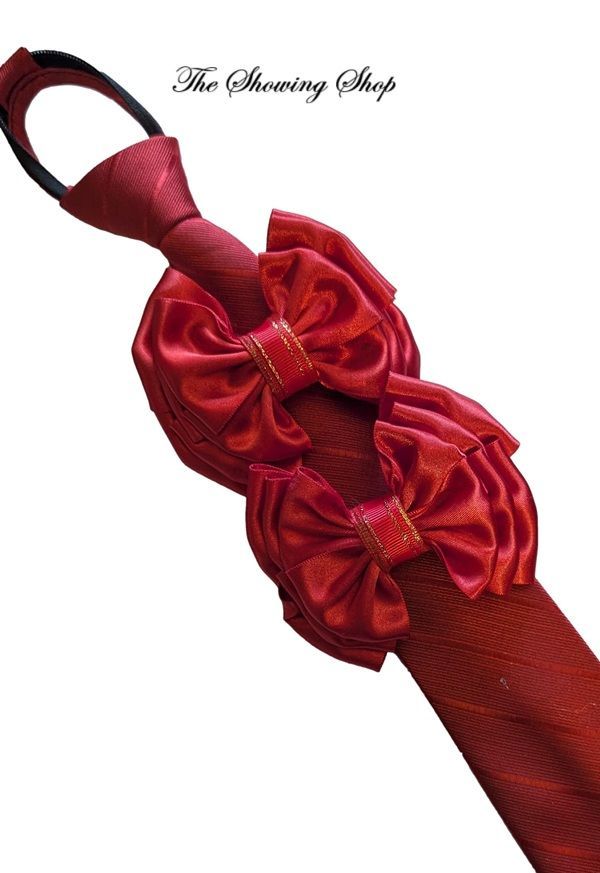 PREMIUM LUXURY POPPY RED SHOW BOWS & ZIP TIE SET