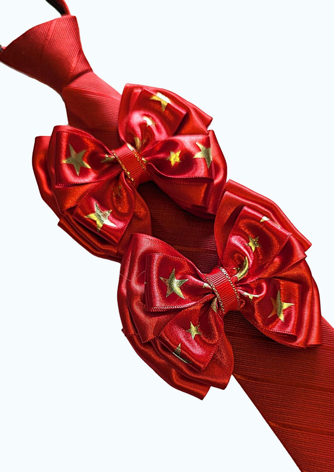 PREMIUM POPPY RED AND GOLD SHOWING BOWS AND ZIP TIE SET