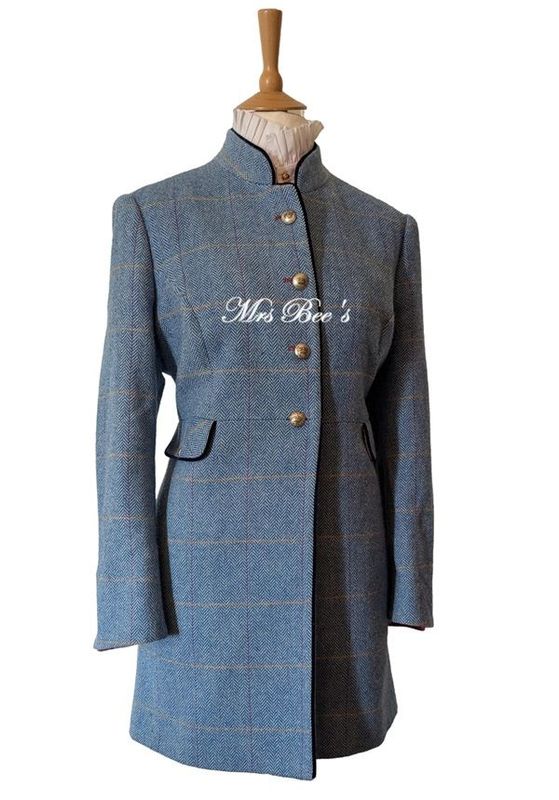 LADIES BARILOCHE BLUE 3/4 LENGTH TWEED COAT SIZE 14