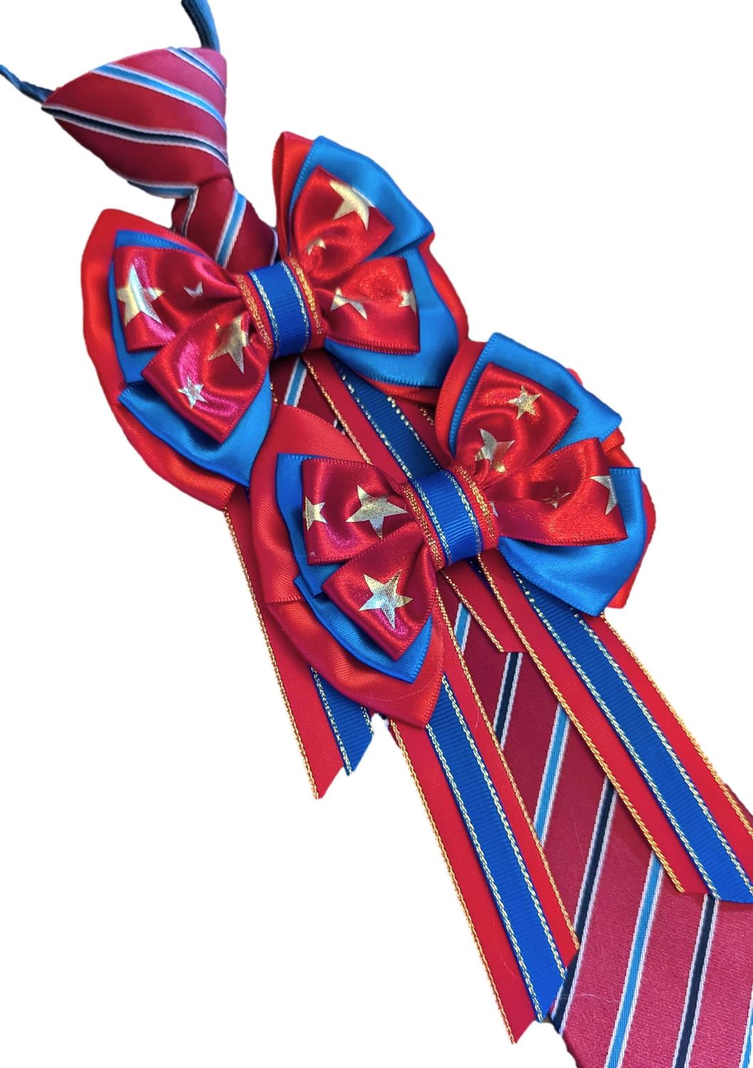 PREMIUM RED & ROYAL BLUE SHOW BOWS AND ZIP TIE SET