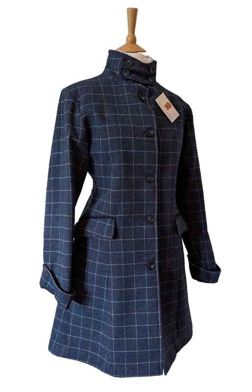 COUNTRY STYLE BLUE TWEED LONG COAT SIZE 12