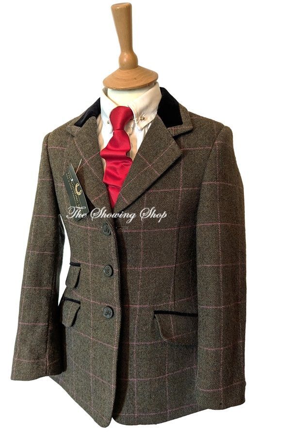 CHILDS SHIRES HUNTINGDON GREEN AND PINK TWEED JACKET SIZE 26