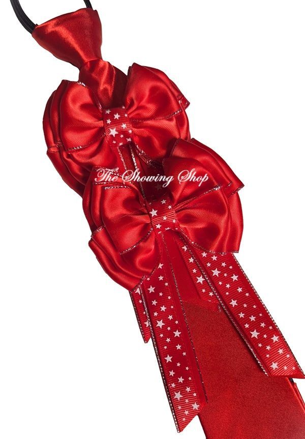 RED AND WHITE STAR SHOW BOWS AND ZIP TIE SET