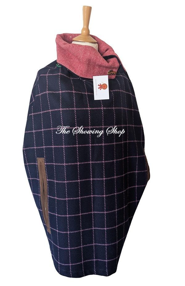 LADIES JOULES NAVY & PINK TWEED CAPE SIZE 8-12